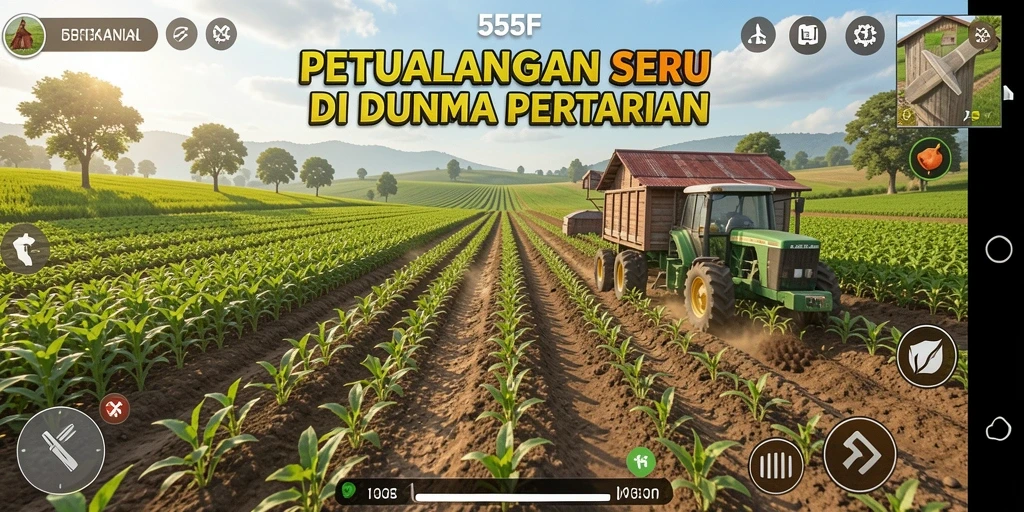 Tampilan gameplay 555F yang menarik dan seru dalam bertani.