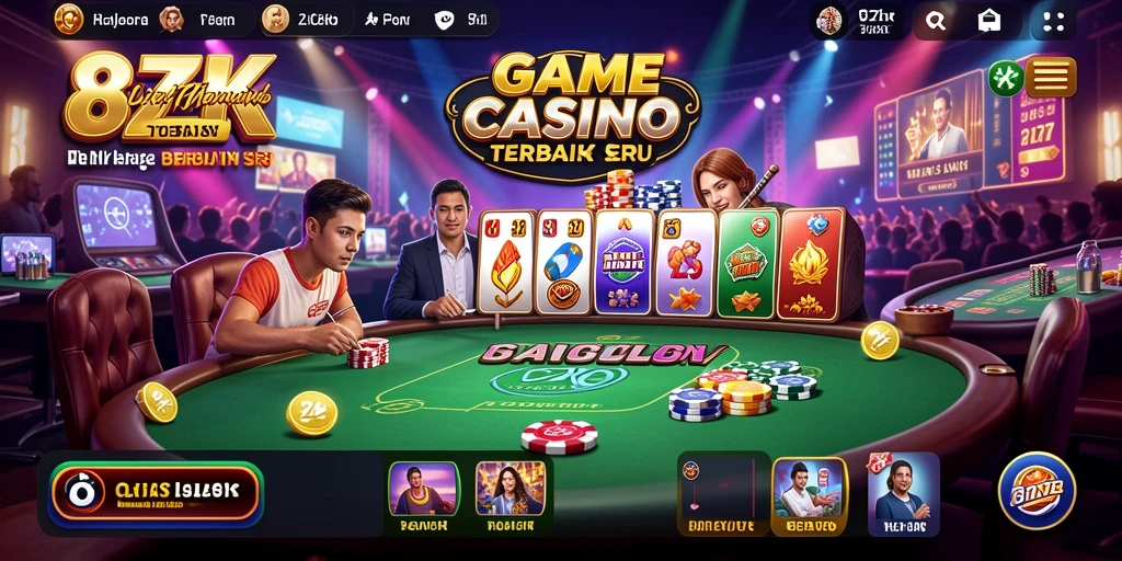 Screenshot utama 8ZK menampilkan dealer langsung dan permainan yang menarik.
