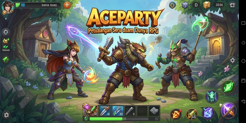 Tampilan gameplay yang mendebarkan dalam ACEPARTY RPG.