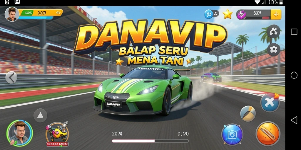 Tampilan gameplay menegangkan dari permainan balap DANAVIP.