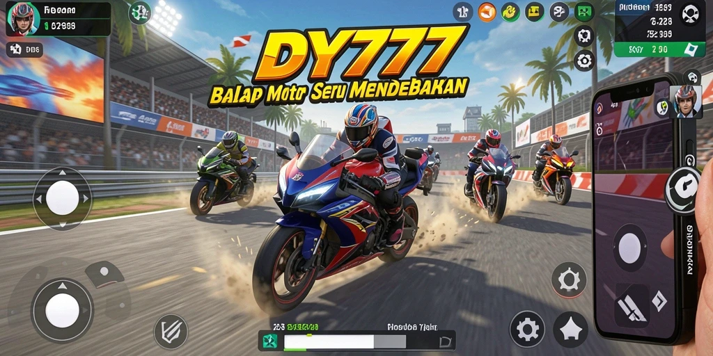 Tampilan gameplay balap motor yang mendebarkan di DY777.