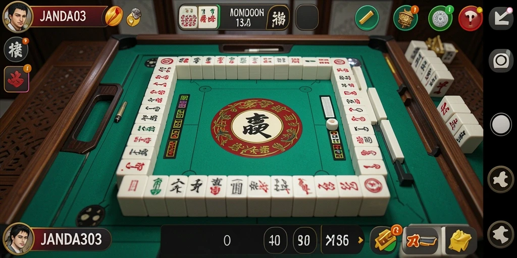 Tampilan gameplay <strong>JANDA303</strong> yang menarik dengan elemen Mahjong.