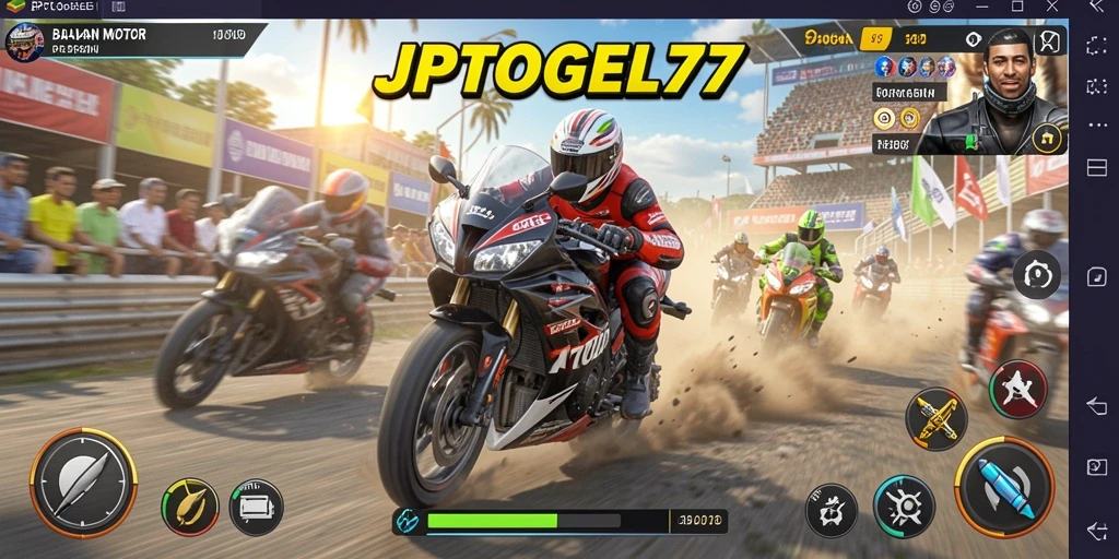 Gameplay mendebarkan di lintasan balap motor.