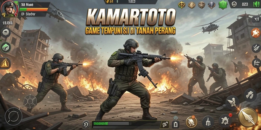 Tampilan gameplay KAMARTOTO yang memukau dengan aksi tembak-menembak yang seru.