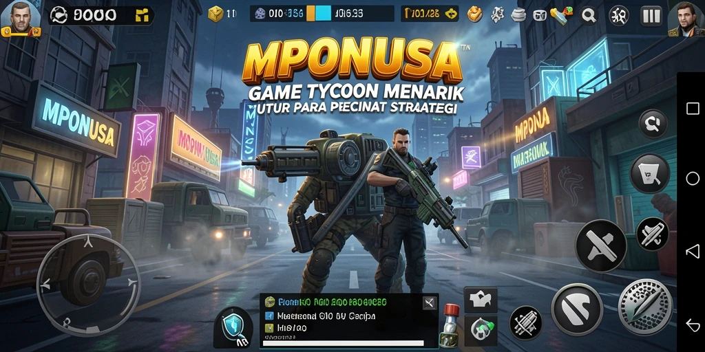Screenshot gameplay MPONUSA menampilkan pengelolaan bisnis yang menarik.
