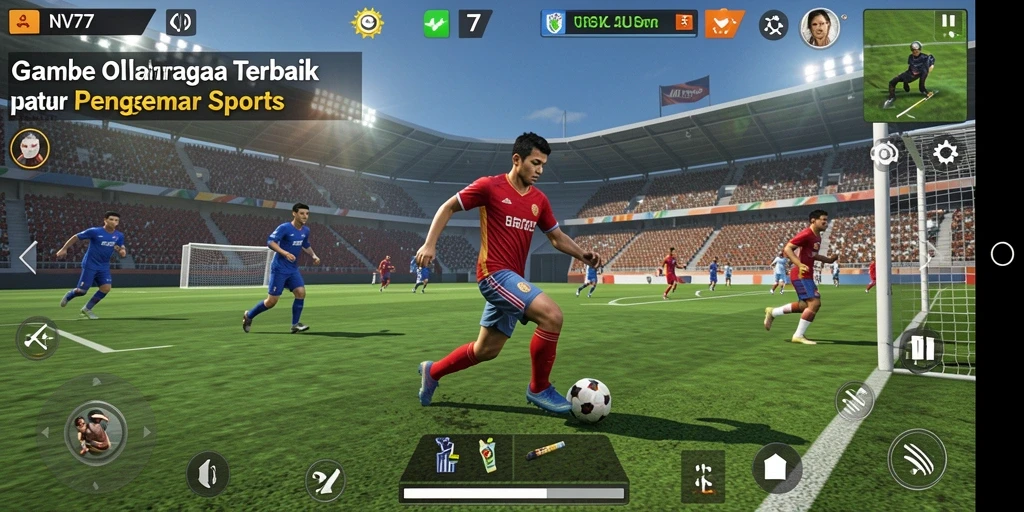 Tampilan gameplay menarik dari NV77 yang menunjukkan aksi olahraga.