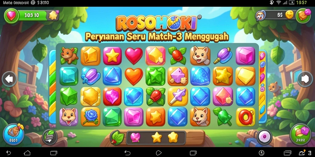 Tampilan gameplay seru ROSOHOKI dengan tantangan Match-3.