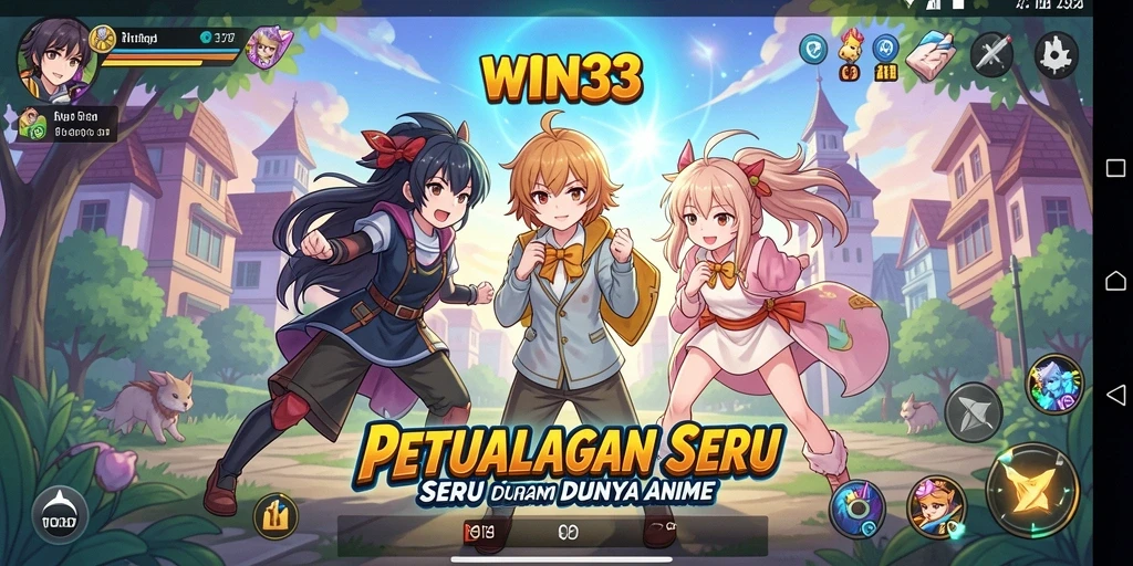 Screenshot gameplay WIN33 menampilkan aksi seru karakter anime.